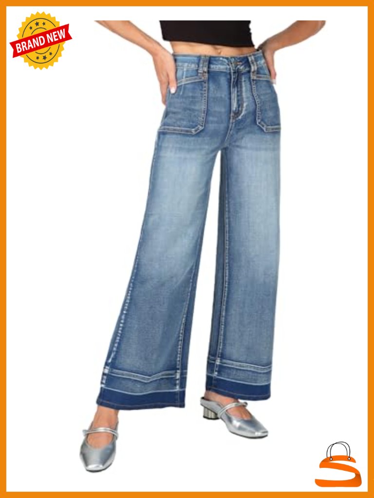 High Waisted Stretchy Baggy Wide Leg Jeans For Women